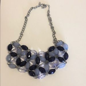 Blue toned bib necklace